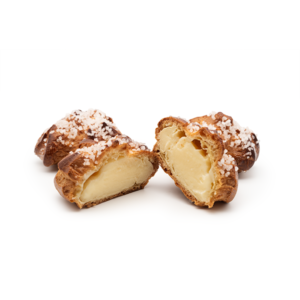 flor de masa escaldada rellena de crema pastelera