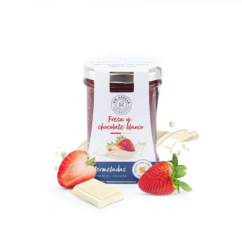 Mermelada de fresas y chocolate blanco sin azúcares añadidos